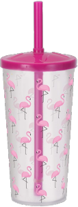 Copo Flamingo C/Canudo 0,6l Injetemp Ref 9648